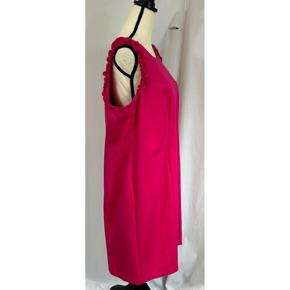 TALBOTS RSVP Hot Pink Sheath Pencil Sleeveless Dress w/ Ruffle Sz 14WP  petite - Picture 4 of 10